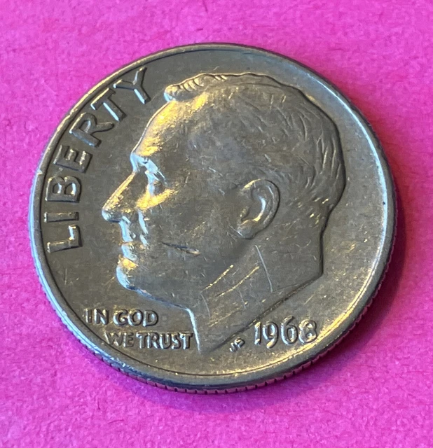 1968 P Roosevelt Dime, DDO/DDR, obv counter brockage error, #DI-018
