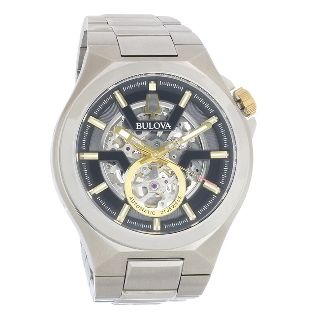 Bulova Maquina Stainless Steel Mens Swiss Automatic Watch 98A224