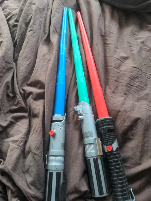 Star Wars Light Saber Hasbro Extendable Flick Out Bundle X3 Red Blue Green 1999