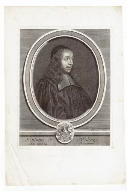 C12/9-GRANDE GRAVURE ORIGINALE-ANTOINE LE MAISTRE-AVOCAT-[LUBIN]-18 ème