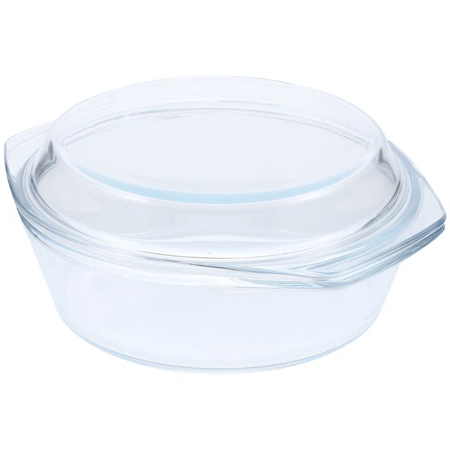 Vidrio de vidrio para hornear redondo con tapa para microondas con