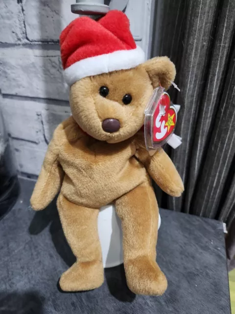 TY Beanie Buddy - 1997 Holiday Teddy - Christmas Holidays - With Tags