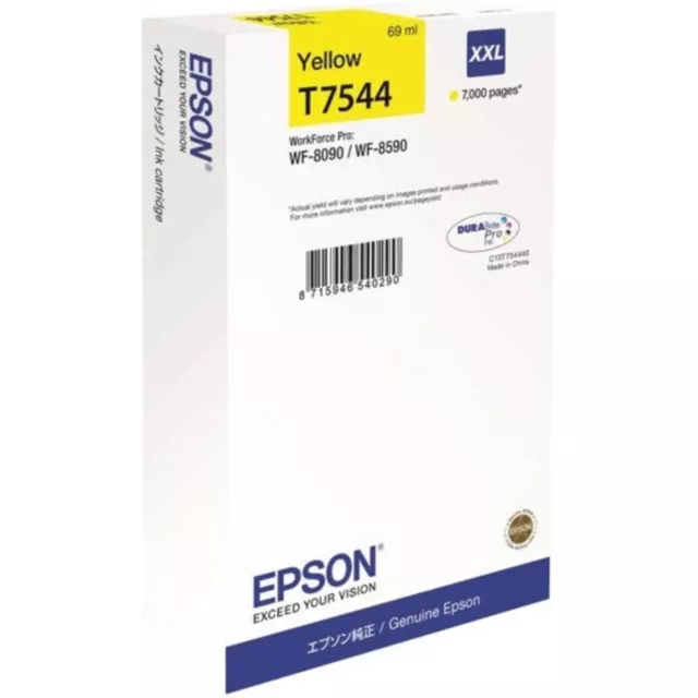 Original Tinte Epson C13T754440, T7544, Gelb, ca. 7.000 Seiten