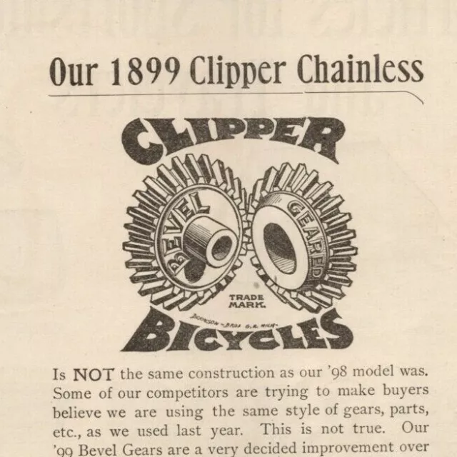 1890s-1910s Print Ad Bevel Gear Clipper Bicycles Grand Rapids Michigan Cycle Co