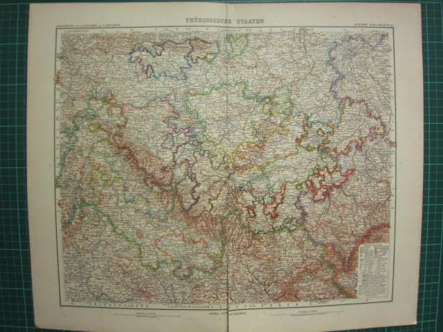 1907 Dated Map ~ Thuringische Staaten Germany Showing Political Division