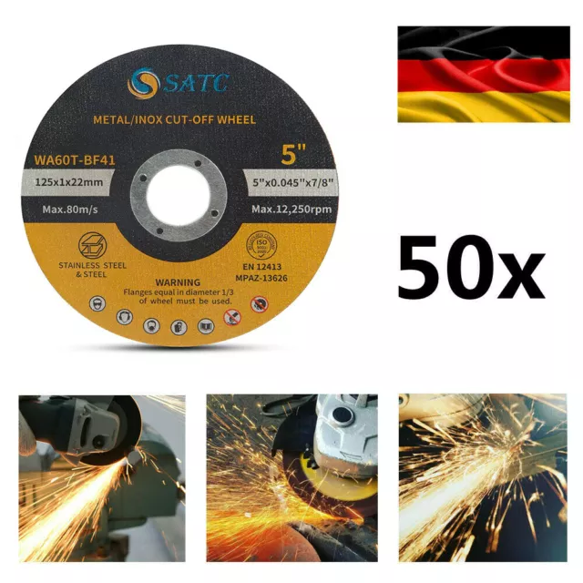 SATC 50 Stück Trennscheiben Ø125mm x 1mm INOX Edelstahl Metall Flexscheiben DE