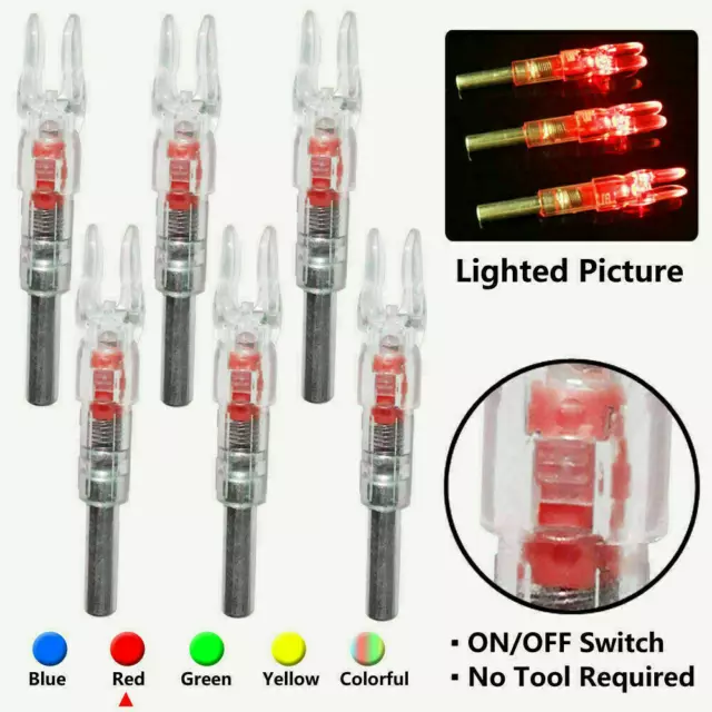 6Pcs Automatically Archery Arrow Lighted Nock for ID 6.2mm/7.62mm Crossbow Bolts 2