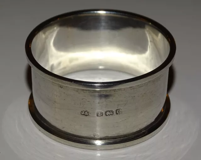 High shine sterling silver napkin ring, hallmark Birmingham 1927,  JSC, 13g