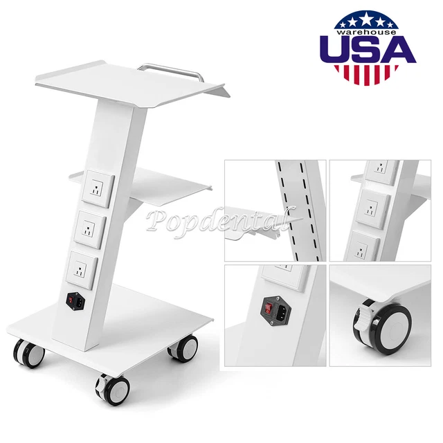 Dental Built-in Socket Cart Three Layer Mobile Trolley Tool Instrument Unit