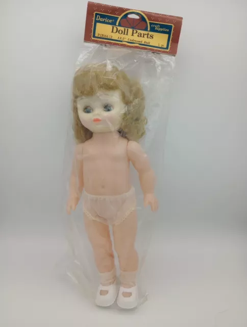 Darice 13.5" Undressed Doll Bright Blonde Hair Sleepy Blue Eyes Crafts Creepy