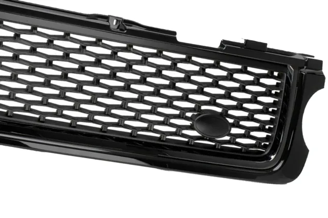 For Range Rover L322 2010-13 Vogue Supercharged Style Front Grille Gloss Black 3