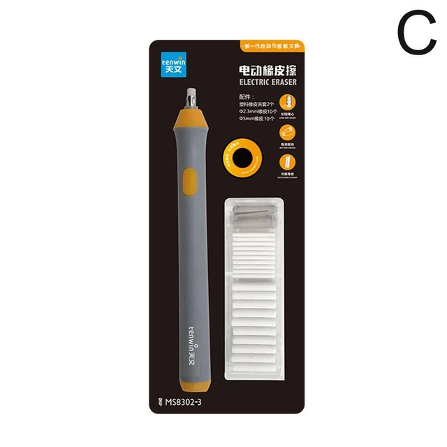 Grey Electric Eraser Kit Automatic Pencil RubbersRefills Artist Drafting Art Ne