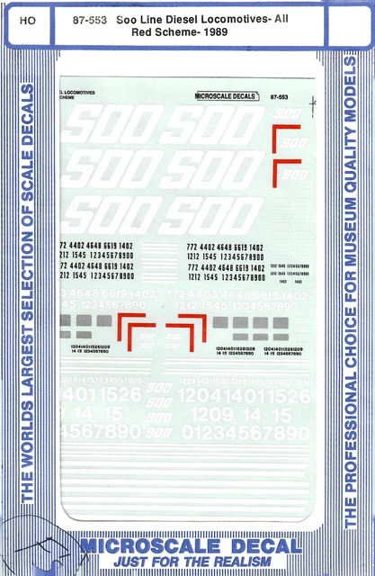 Microscale HO 87-553 Soo Line Diesel Locomotives-All Red Scheme 1989