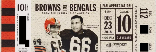 CLEVELAND BROWNS v CINCINNATI BENGALS TICKET STUB 12/23/2018 @ FIRSTENERGY STAD