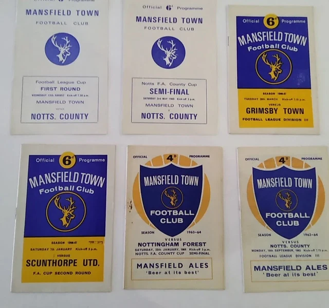 6 X MANSFIELD Town Football Programmes 196369 Notts CountyForest