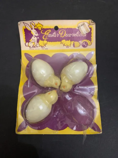 Vintage Plastic Chicks Coming Out Of Egg Easter Decoration Lot of 3 Hong Kong