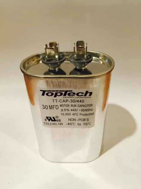 New TOPTECH Oval Motor Run Capacitor 30 MFD uf 370v 440 v AC Motor vac v volts