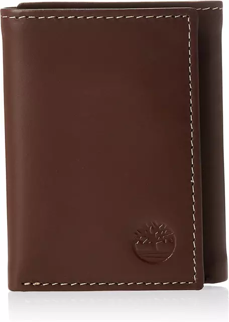 LEATHER TRIFOLD WALLET with Id Window, Brown (Hunter) $31.99 - PicClick