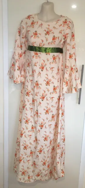 Vintage Retro 1970’s 70’s Floral Maxi Dress Fancy Dress Size approx S