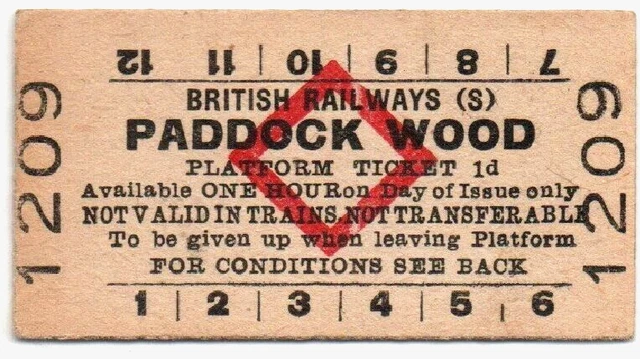 BR(S) Platform Ticket Paddock Wood 1d