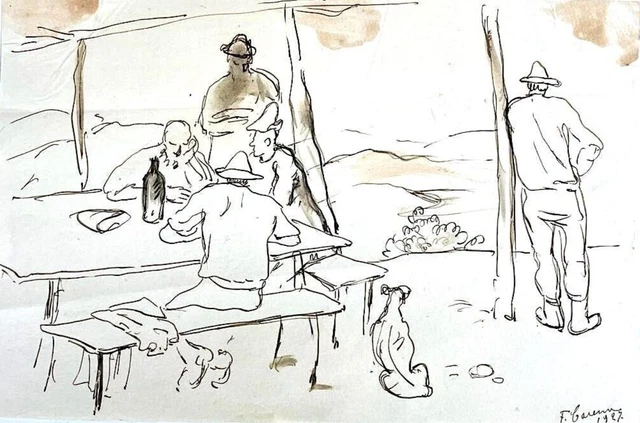 FELICE CARENA Disegno china (1927) firmato, passata in asta