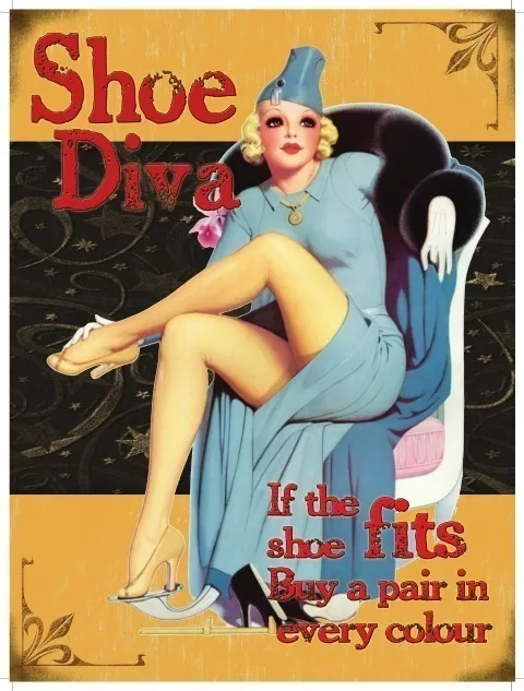 Shoe Diva, 50's Pinup Girl, Vintage Retro Funny Gift, Novelty Fridge Magnet