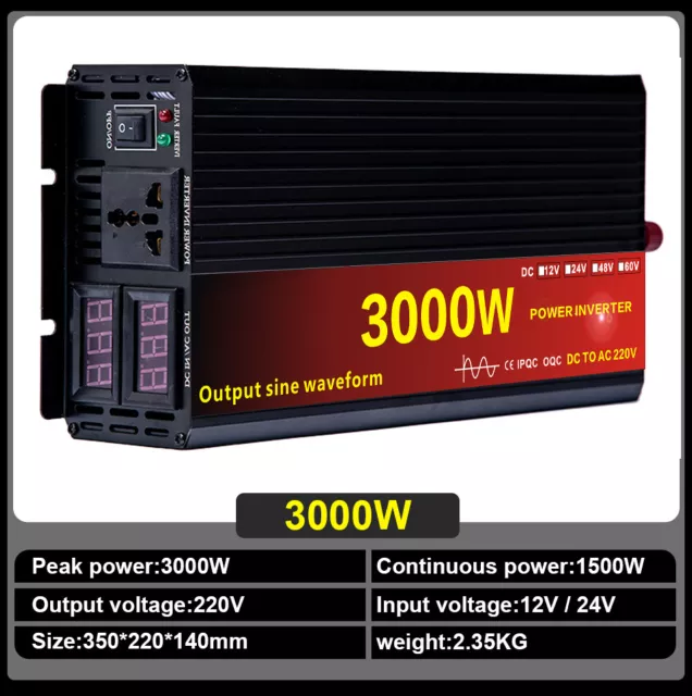 EDECOA 1500W/3000W ONDA Sinusoidale Pura 12V 220V invertitore Convertitore  USB EUR 183,63 - PicClick IT