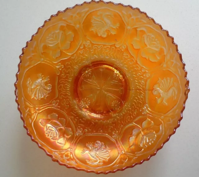 Antique 1920s Fenton Grape & Cable Marigold Carnival Glass plain base Dish Bowl