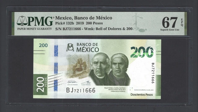 Mexico 200 Pesos 2019 P132b Uncirculated Grade 67