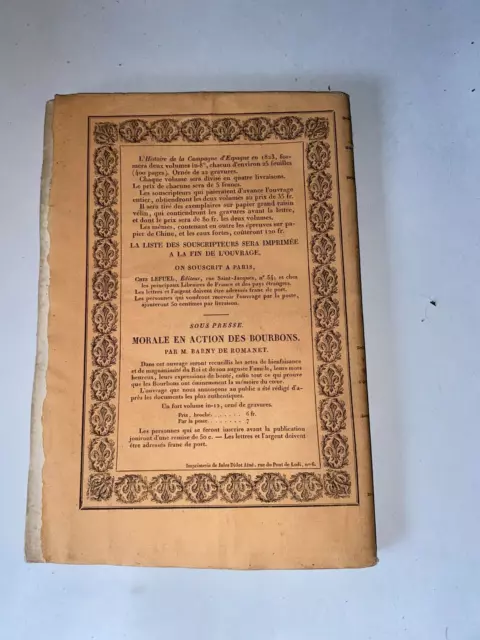 Abel Hugo Histoire de la campagne d'Espagne en 1823 tome second 6ème livraison 2