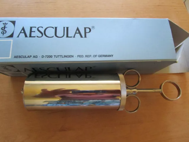 Aesculap SH121 200 ml Spritze Ganzmetallspritze 70er 80er Jahre Rare