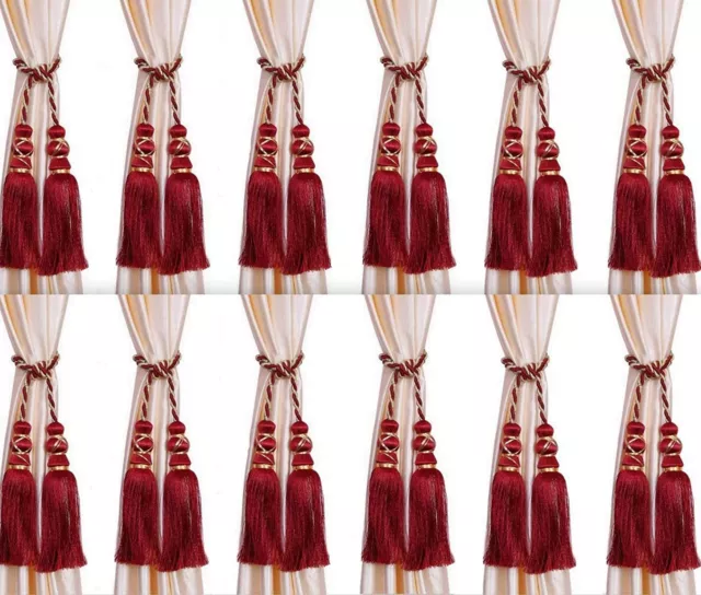 Beautiful Polyester Curtain Tassels Tiebacks Red for home decor set of 12 Pcs