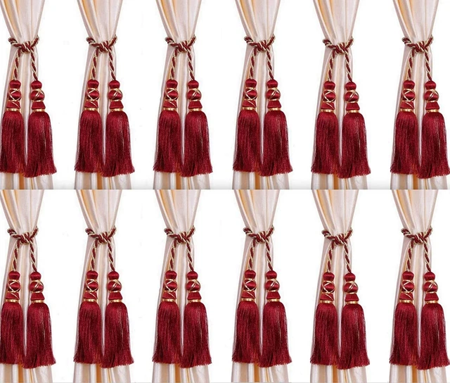 Beautiful Polyester Curtain Tassels Tiebacks Red for home decor set of 12 Pcs