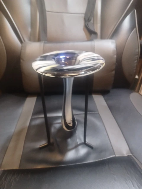 Handmade Glass Dropout Vase With Metal Stand