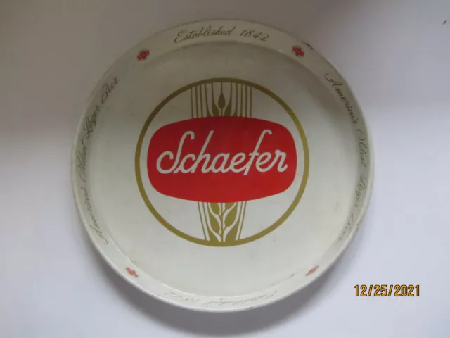 1960's Schaefer Established 1842 America's Oldest Lager Beer Tray 11 7/8 inches