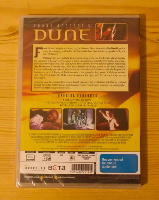 FRANK HERBERT'S DUNE DVD Umbrella William Hurt Brand New Region 4 $11.