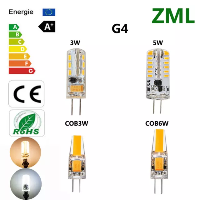 G4 G9 3W 5W 6W 8W Silicona Cristal Led Mazorca Bombilla COB SMD Blanco Lámpara 2