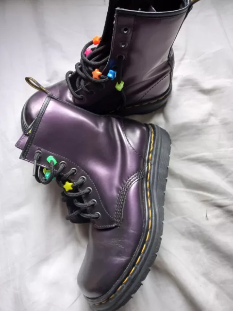 Dr Martens Airwair Bouncing Soles Purple Metallic 8-Hole - Ladies Size 4 Boots