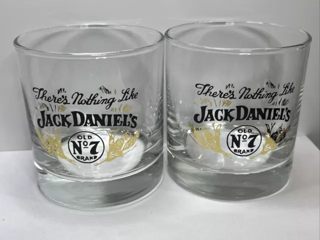 Jack Daniels Old No7 Drinking Glasses x 2 Drinkware Barware  Vintage Collectable