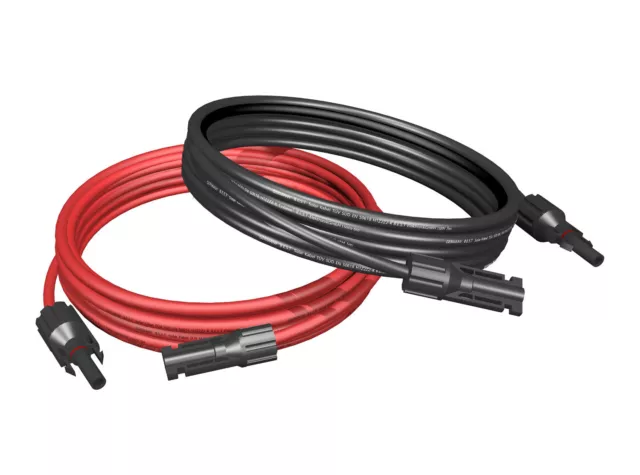 Solarkabel Verlängerungskabel rot schwarz 4mm², 6mm² Solarleitung PV mit Stecker