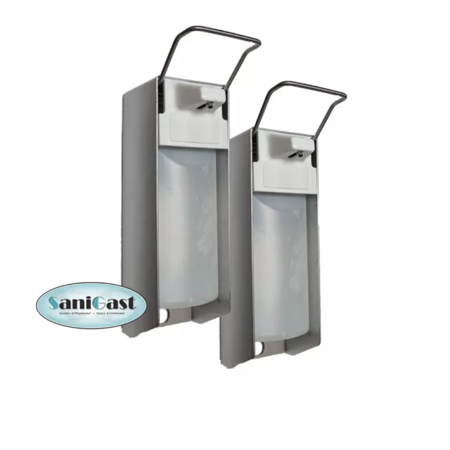 2 Seifenspender Alu 500 ml Euronorm - kurzer Hebel - Leerflasche - Spender