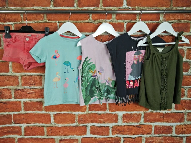 T-SHIRT PANTALONCINI ESTIVI BUNDLE RAGAZZE ETÀ 4-5 ANNI RIVER ISLAND ZARA ecc ESTATE 110CM