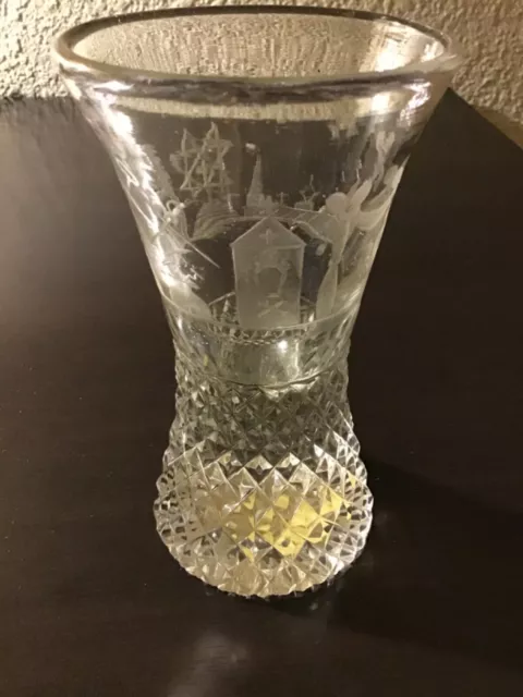 Vintage Bohemian Czech Thick Clear Glass Lendl Estate 5” Tall Amazing Detail