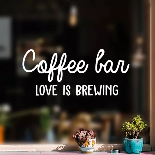 Vinyl Wall Art Decal - Coffee Bar Love is Brewing - 10" x 23" - Coffee Decor