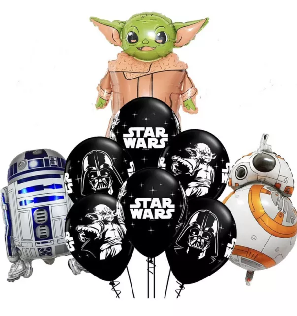 STAR WARS BALLOON SET Birthday Party 15 piece UK SELLER Kids Yoda R2-D2 BB-8