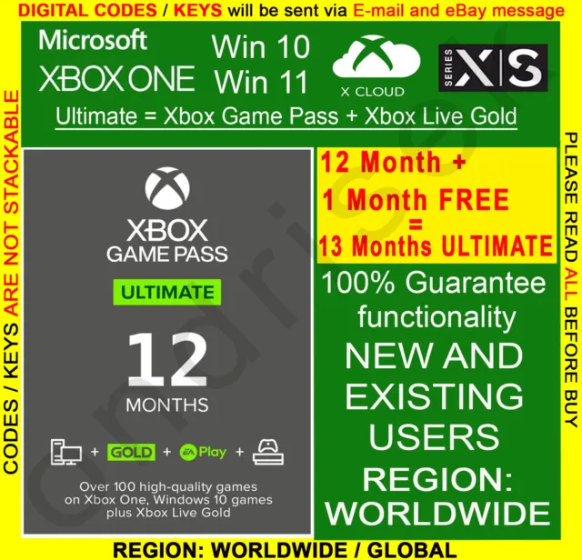 Xbox Game Pass Ultimate 12 Months Subscription / Digital CODE - KEY / WORLDWIDE