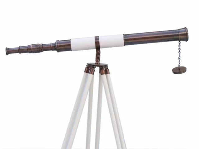 Antiguo telescopio de 39" con trípode grande marino azul marino antiguo con soporte