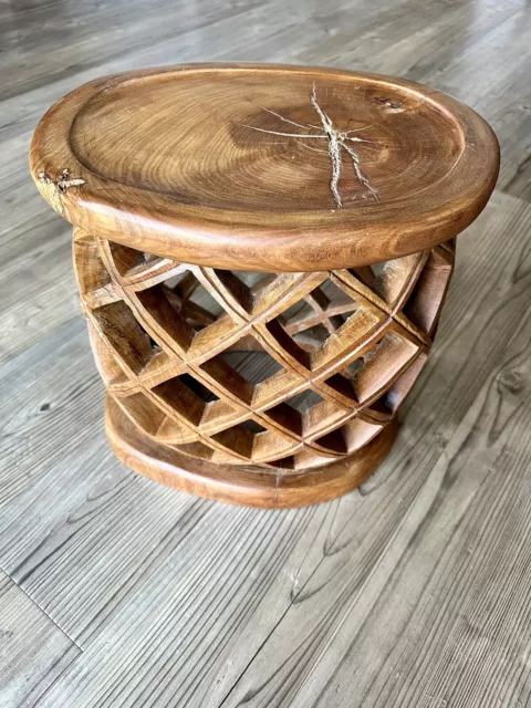 Vintage African Stool Hand Carved Wood Bamileke Cameroon West Africa