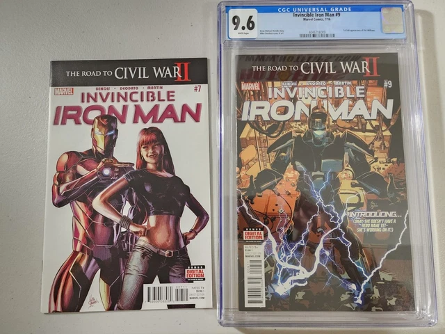 invincible iron man 7 1st print & 9 cgc 9.6, 1st cameo/1st app of Riri Williams.