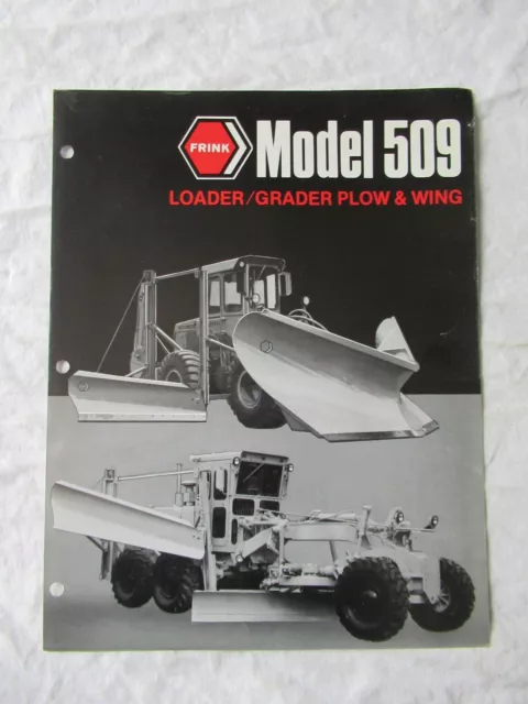 Frink 509 Grader Loader Snow Plow Snowplow Removal Specification Sheet Brochure